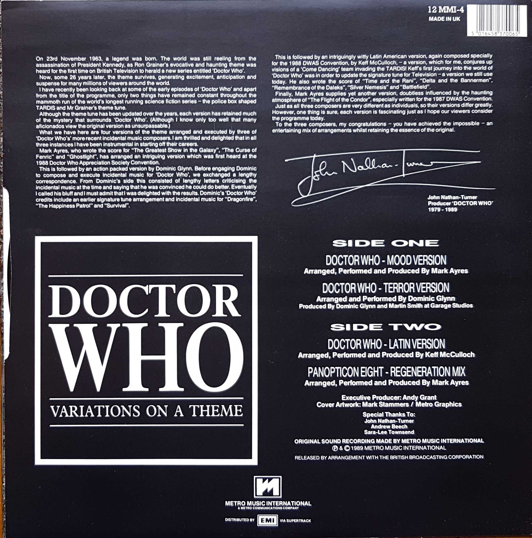 Picture of 12 MMI - 4 Doctor Who - Variations on a theme by artist Ron Grainer from the BBC records and Tapes library